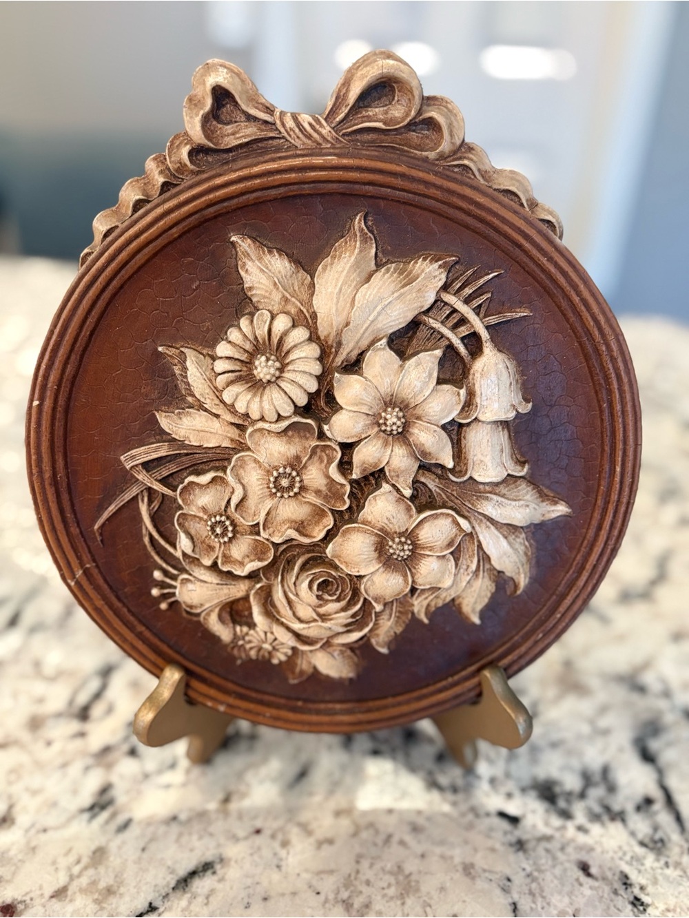 Vintage 1944 Multi Products Inc Floral Wall Plaque Bow 10” Chicago USA
